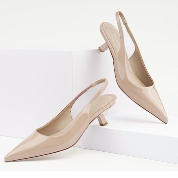 JENN ARDOR Stylish Low Heeled Slingback Pumps for Women