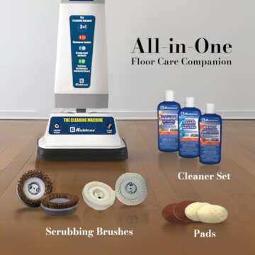 Koblenz Shampooer and Polisher Cleaning Machine, Floor Cleaner with 1100-rpm Motor, 5' Power Cord, 120-oz Tank, 2-Speed Settings, Scrubbing Brushes, Lambswool Pads, and Polishing Pads, P-820 B