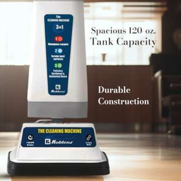 Koblenz Shampooer and Polisher Cleaning Machine, Floor Cleaner with 1100-rpm Motor, 5' Power Cord, 120-oz Tank, 2-Speed Settings, Scrubbing Brushes, Lambswool Pads, and Polishing Pads, P-820 B