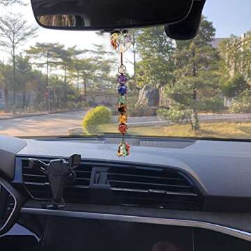Cute Handmade Crystal Chakra Swinging Hanging Ornaments Mirror Hanging Car Accessories Tree of Life ...