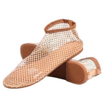 Oartway Elegant Summer Mesh Flats for Women with Gems