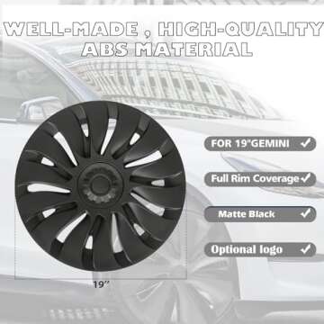 SIGLIN Wheel Covers for Tesla Model Y Accessories 2024 19 Inch 4 Pcs Rim Protector Wheel Cover Repla...