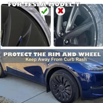 SIGLIN Wheel Covers for Tesla Model Y Accessories 2024 19 Inch 4 Pcs Rim Protector Wheel Cover Replacement Compatible with Tesla Model Y 2024 2023 2022 2021 Matte Black ABS Hubcaps