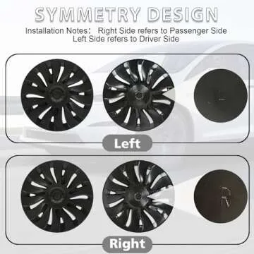 SIGLIN Wheel Covers for Tesla Model Y Accessories 2024 19 Inch 4 Pcs Rim Protector Wheel Cover Replacement Compatible with Tesla Model Y 2024 2023 2022 2021 Matte Black ABS Hubcaps