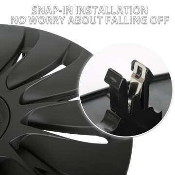 SIGLIN Wheel Covers for Tesla Model Y Accessories 2024 19 Inch 4 Pcs Rim Protector Wheel Cover Replacement Compatible with Tesla Model Y 2024 2023 2022 2021 Matte Black ABS Hubcaps
