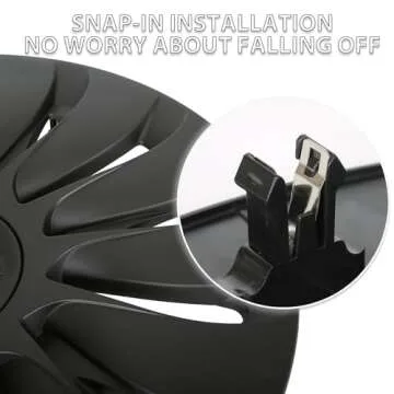 SIGLIN Wheel Covers for Tesla Model Y Accessories 2024 19 Inch 4 Pcs Rim Protector Wheel Cover Replacement Compatible with Tesla Model Y 2024 2023 2022 2021 Matte Black ABS Hubcaps