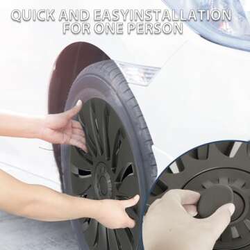 SIGLIN Wheel Covers for Tesla Model Y Accessories 2024 19 Inch 4 Pcs Rim Protector Wheel Cover Replacement Compatible with Tesla Model Y 2024 2023 2022 2021 Matte Black ABS Hubcaps