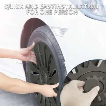 SIGLIN Wheel Covers for Tesla Model Y Accessories 2024 19 Inch 4 Pcs Rim Protector Wheel Cover Replacement Compatible with Tesla Model Y 2024 2023 2022 2021 Matte Black ABS Hubcaps