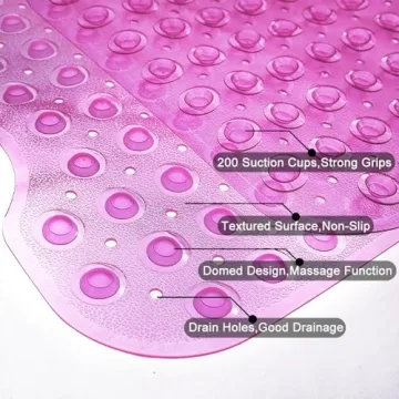 TreeBud Non-Slip Bath Mat 39 x 16 Inch for Safety