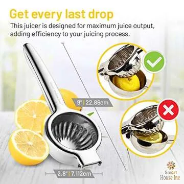 Extra-Large Stainless Steel Lemon Squeezer - Manual Fruit Juicer with Seeds and Pulp Filter - Metal Juicer Press for Juicing Lemons, Limes, Oranges, and Pomegranate