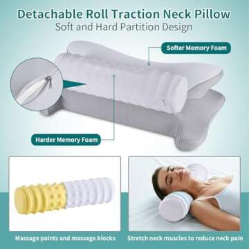 onesmile Cervical Neck Pillows - 2 in 1 Support for Sleep