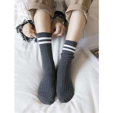 ACCFOD Women's Cute Striped Crew Socks - Comfort & Style