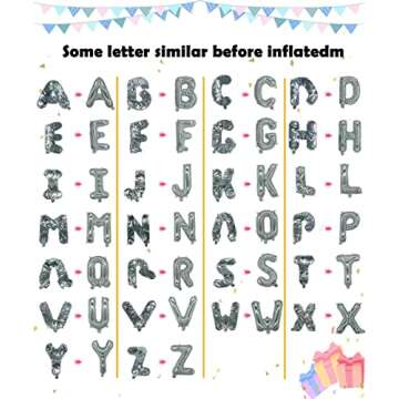 Letter Balloons 16 Inch Mylar Foil Alphabet Letter A-Z Balloons Set for Wedding Birthday Party Decoration Banner Custom Phrase 26 Pieces(Silver)
