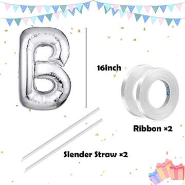 Letter Balloons 16 Inch Mylar Foil Alphabet Letter A-Z Balloons Set for Wedding Birthday Party Decoration Banner Custom Phrase 26 Pieces(Silver)