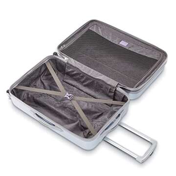 American Tourister Moonlight Hardside Expandable Luggage with Spinner Wheels, Iridescent White, Checked-Large 28-Inch