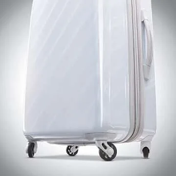 American Tourister Moonlight Hardside Expandable Luggage with Spinner Wheels, Iridescent White, Checked-Large 28-Inch
