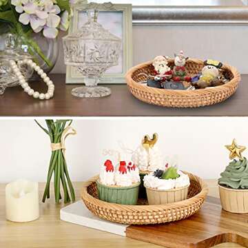 Hipiwe Small Key Basket Bowl 7.6" Woven Rattan Organizer