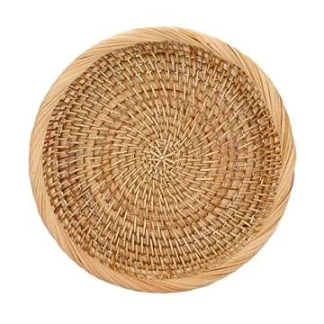 Hipiwe Small Key Basket Bowl 7.6" Woven Rattan Organizer