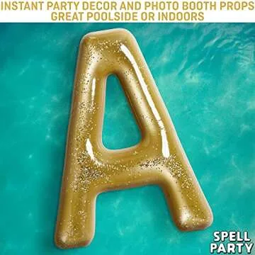 Spell Party XL Pool Party Decorations Inflatable Pool Float Single Letter by Spell Large 60" Gold Alphabet Letter (a) Balloon Indoor Outdoor Decor for Beach and Backdrop Banner
