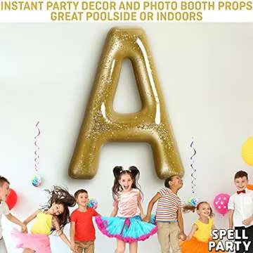 Spell Party XL Pool Party Decorations Inflatable Pool Float Single Letter by Spell Large 60" Gold Alphabet Letter (a) Balloon Indoor Outdoor Decor for Beach and Backdrop Banner