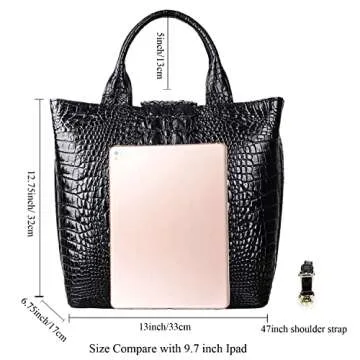 PIJUSHI Designer Leather Crocodile Handbag for Women
