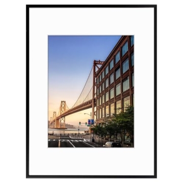 Frametory, 12x16 Aluminum Picture Frame - 12 x 16 Black Frame with Removable Mat for 8.5 x 11 Photo ...