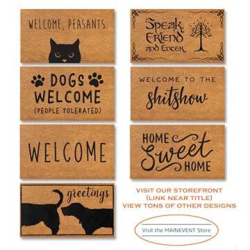 Welcome Peasants Cat Doormat 30x17 Inch, Black Cat Door Mat, Funny Welcome Mats Outdoor Funny, Black Cat Gift, Cat Rug Black Cat Decor, Cat Welcome Mat Funny, Cat Doormat Coir Door Mat Cat Lover Gift