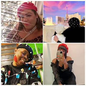 RARITYUS Women Fashion Cute Wool French Artist Beret Hat Warm Beanie Cap Headwear with Small Rainbow Pom Pom for Party