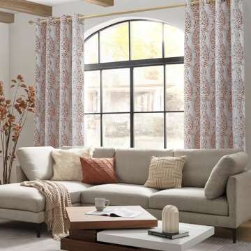 Rust Red Printed Curtains for Living Room Bohemian 50% Blackout Room Darkening Moroccan Ethnic Mandala Circle Pattern Terracotta Grey Cream Boho Curtains for Bedroom 84 Inches Long 2 Panels