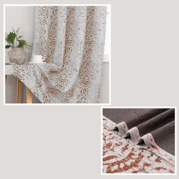 Rust Red Printed Curtains for Living Room Bohemian 50% Blackout Room Darkening Moroccan Ethnic Mandala Circle Pattern Terracotta Grey Cream Boho Curtains for Bedroom 84 Inches Long 2 Panels