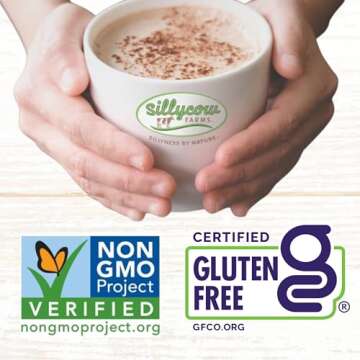 Sillycow Farms Hot Cocoa Pumpkin Spice Mix Rich Chocolate Delight Gluten Free Non GMO Dairy Free Indulgence with Pure Chocolate Pumpkin Flavor - Reusable Packaging 16.9 oz Glass Bottle - Pack of 3