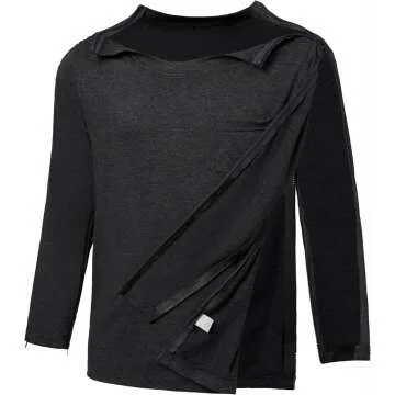 Post Shoulder Surgery Recovery Shirts for Men Full Tear Away Side Zippers Long Sleeve Dialysis Chemo Clothing