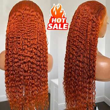 Ginger Orange Lace Front Wigs Human Hair Deep Curly Thick and Full Ends Wig Pre Plucked for Black Wo...