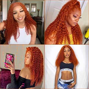 Ginger Orange Lace Front Wigs Human Hair Deep Curly Thick and Full Ends Wig Pre Plucked for Black Women (16 inch, 13x4 lace frontal wig)