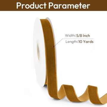 Isaspire 5/8" Wide Velvet Ribbon, 10 Yards - Brown Velvet Ribbon on Spool for Crafts, Gift Wrapping,...