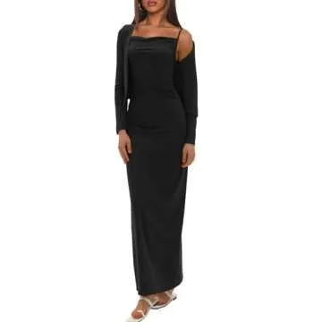 Darong Cowl Neck Maxi Dress & Cardigan Set for Women