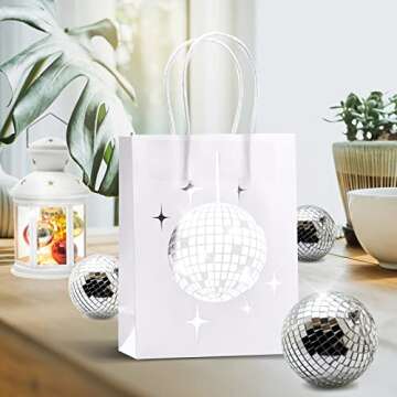 24 Disco Party Gift Bags with Silver Foil Design