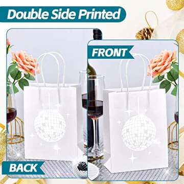 24 Disco Party Gift Bags with Silver Foil Design