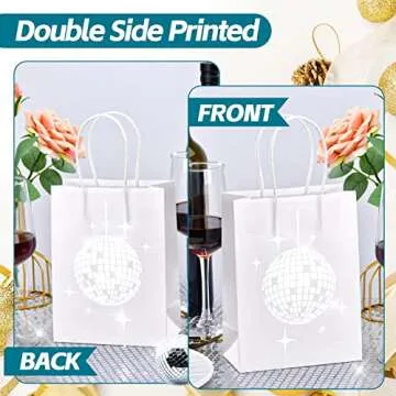 24 Disco Party Gift Bags with Silver Foil Design