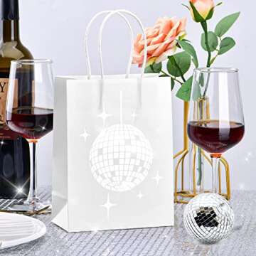 24 Disco Party Gift Bags with Silver Foil Design