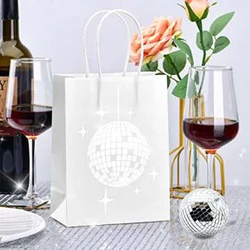 24 Disco Party Gift Bags with Silver Foil Design