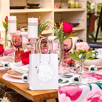 24 Disco Party Gift Bags with Silver Foil Design