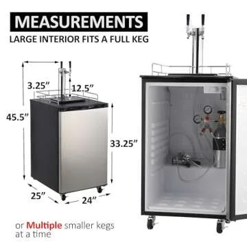 Dual Tap Draft Beer Kegerator with Stainless Steel Finish