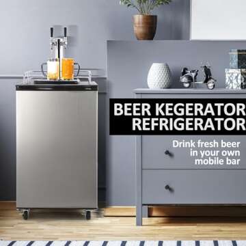 Dual Tap Draft Beer Kegerator with Stainless Steel Finish