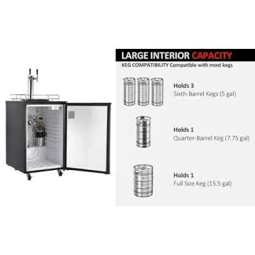 Dual Tap Draft Beer Kegerator with Stainless Steel Finish