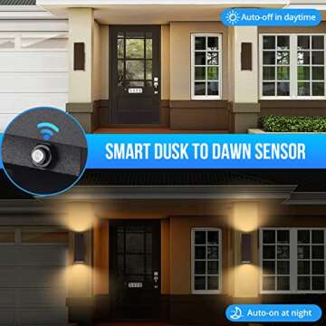 wowlite Modern Up Down Wall Lights Outdoor with Dusk to Dawn Photocell Sensor, LED Outdoor Wall Ligh...