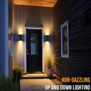 wowlite Modern Up Down Wall Lights Outdoor with Dusk to Dawn Photocell Sensor, LED Outdoor Wall Lighting, Waterproof Bronze Porch Lantern, 13" Square Wall Sconce for House Garden Entrance