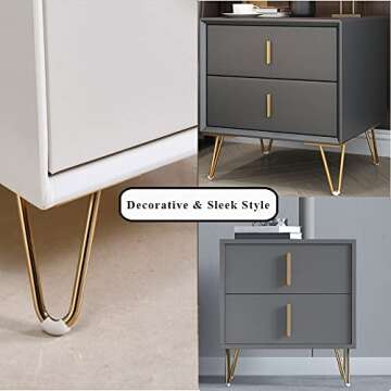 Osring 7 Inch Hairpin Table Legs Golden, Heavy Duty Metal Furniture Hairpin Feet, Mid-Century 2 Rods Furniture Leg for TV Stand and Home DIY Project, 4 Pack