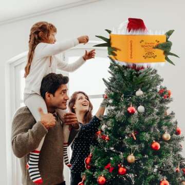 Christmas Tree Topper, Green Elf Hiding Behind Book Christmas Decorations, Finger Poseable Handmade ...