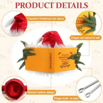 Christmas Tree Topper, Green Elf Hiding Behind Book Christmas Decorations, Finger Poseable Handmade Tree Toppers Decor for Holiday Christmas Tree Party Supplies (Christmas Tree Topper)